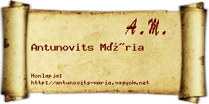 Antunovits Mária névjegykártya