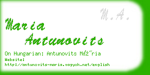 maria antunovits business card